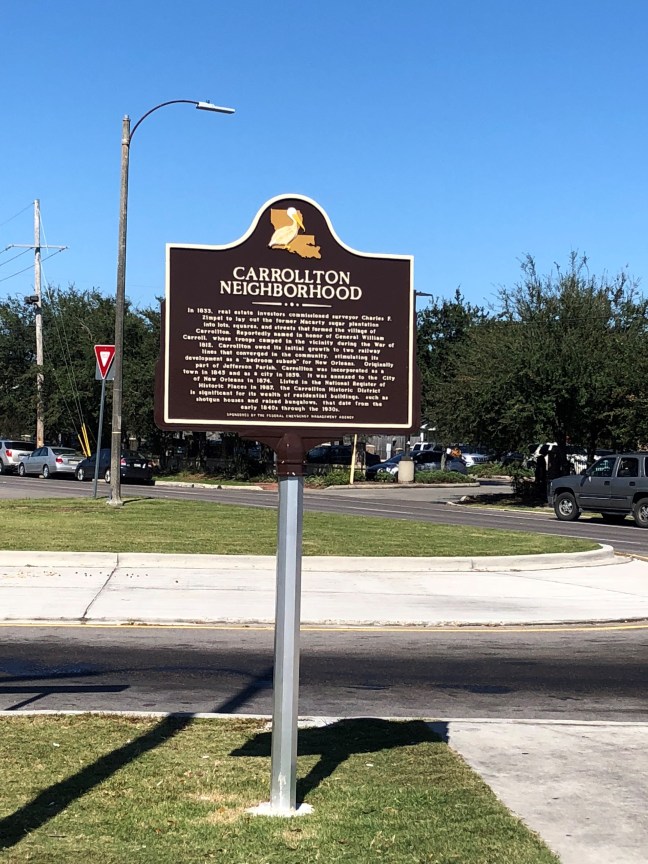 Carrollton Neighborhood Historical Marker, New Orleans