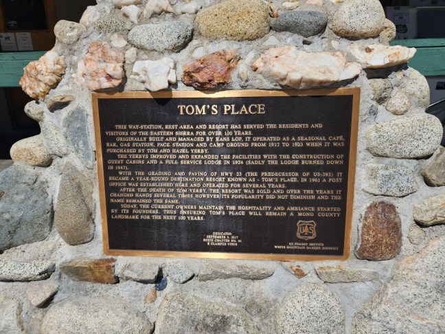 Tom's Place Historical Marker, Crowley Lake, California