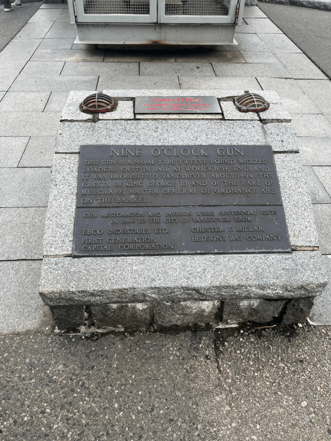 Nine O'Clock Gun Historical Marker, Stanley Park, Vancouver, BC